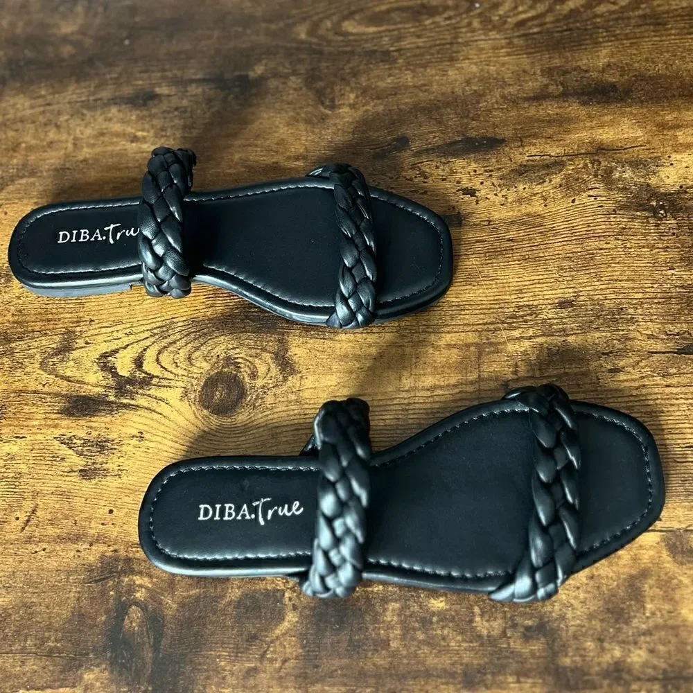 Diba True Rae Nah Leather Braided Sandal in Black, Size 9. New in Box!